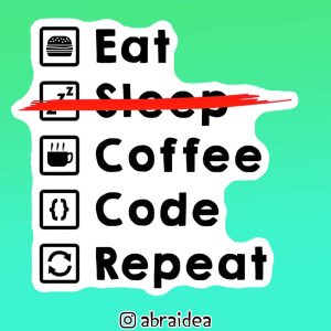 استیکر دای کات | Eat Coffee Code Repeat