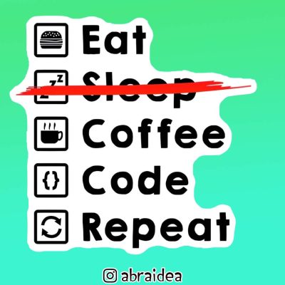 استیکر دای کات | Eat Coffee Code Repeat